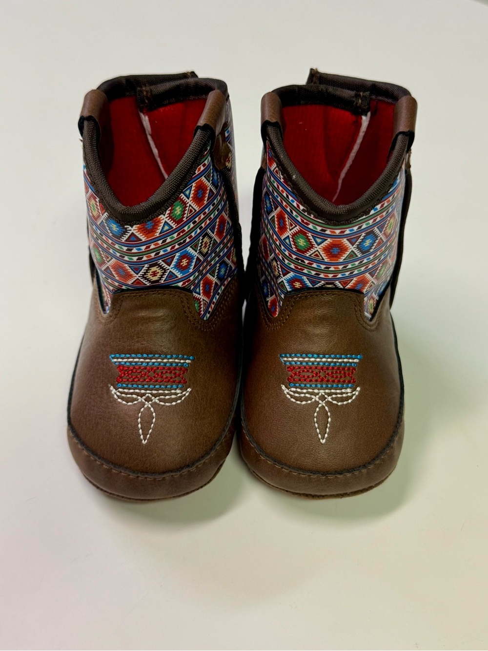 Twister Brown Kids Western Boots with Colorful Aztec Shaft